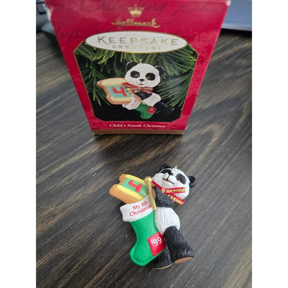 Hallmark Keepsake Ornament 1999 Childs Fourth Christmas Panda Stocking Ken Crow‎